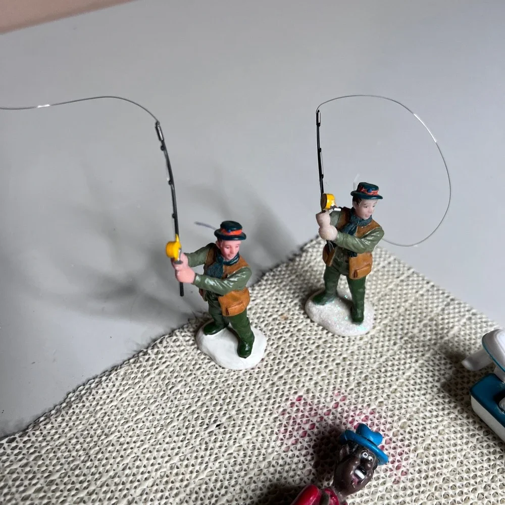 Lemax Christmas Village Fishing Figurines‎ and Boats Set 6 Piece Mixed Lot